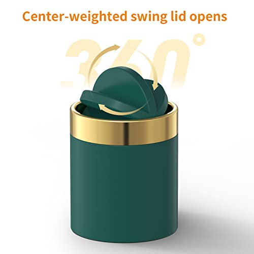 mini trash can with lid desktop small trash can recycling bin cute metal garbage can for tabletop countertop usestainless steel 04 gallon15 liter waste bin for office parlor bedroomdark green