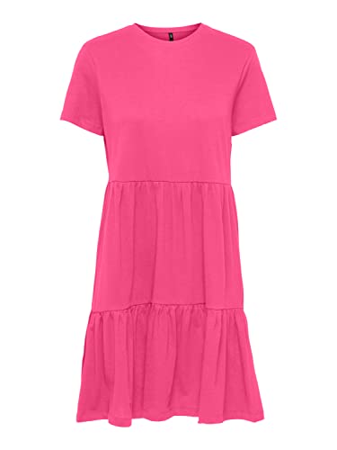 ONLY Damen Onlmay S/S O-Neck Peplum Dress Box JRS Kleid, Shocking Pink, S...