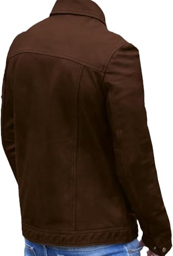 Men’s Vintage Trucker Lambskin Leather Jacket – Classic Retro Shirt Collar Style for Men4