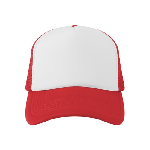 Image of TopTie Blank 5 Panel Trucker Hat Foam Front Mesh Back 2 Tone Trucker Snapback Hat