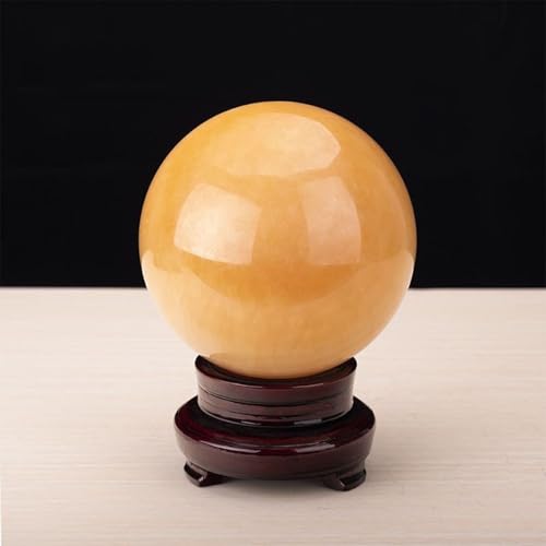 Esfera de citrina de 8cm con soporte de madera para decoracion 3