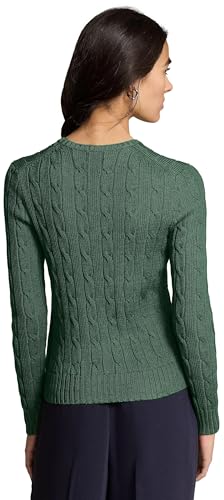 Image of RALPH LAUREN Women's Crewneck Cable Knit Pony Logo Sweater
