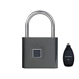 KENRONE Fingerprint Padlock with Emergency Key, IP66 Waterproof and Rustproof, Outdoor Indoor Universal Smart Lock for Warehouses, Gym, Schools, Homes, Office Cabinets