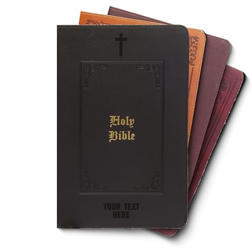 Hope Harbor Personalized Vintage Bible with Custom Laser Text & Design, KJV, Black, King James Version, Red Letter Edition, Large Comfort Print, Faux Leather