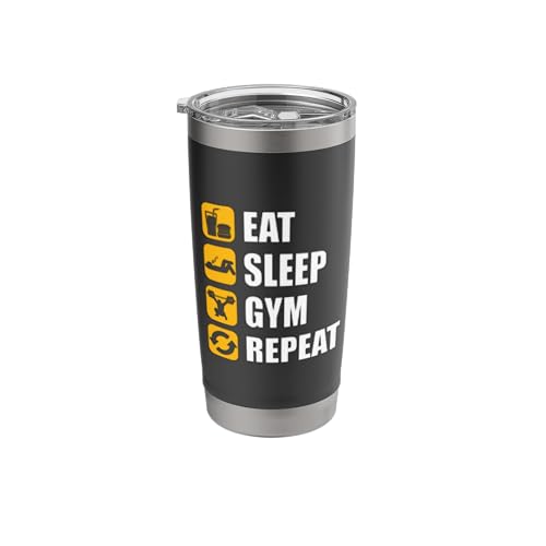 Gym Workout motivational quote Eat Sleep Gym Repeat Work Stainless Steel Insulated Tumbler