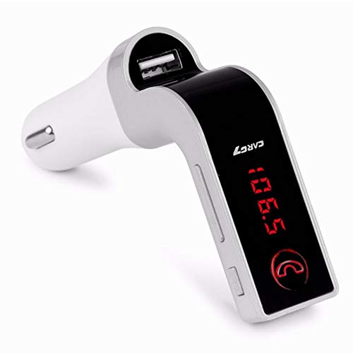 Bluetooth FM Transmitter for car, TIANSHILI Handsfree Bluetooth Receiver Car Kit with Mic/TF Card/USB Drive/AUX Play for iPhone,iPad and Other Android Phones-Silver