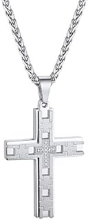 FindChic Men Women Jesus Christ Crucifix Cross Pendant Necklace Holy Christian Stainless Steel Religious Jewellery Cross Chains