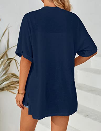 Image of MEROKEETY Women's 2026 Summer Lightweight Kimono Cardigan Short Sleeve Open Front Casual Loose Trendy Beach Cover Ups