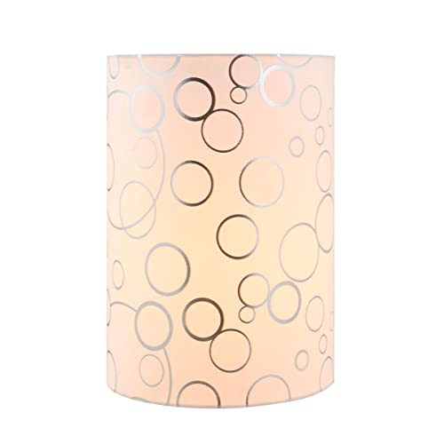 Image of Aspen Creative 31304 Contemporary Drum (Cylinder) Shaped Spider Construction Lamp Shade in White with Circle Pattern, 8 inch wide (8 inch x 8 inch x 11 inch)