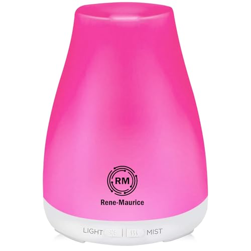 Image of Rene Maurice Ultrasonic Cool Mist Humidifier 200ml for Room Moisture, Baby, Cold & Cough | Aroma Diffuser with Essential Oils, Night Light, Auto Shut-Off, Perfect for Dry Skin & Plants
