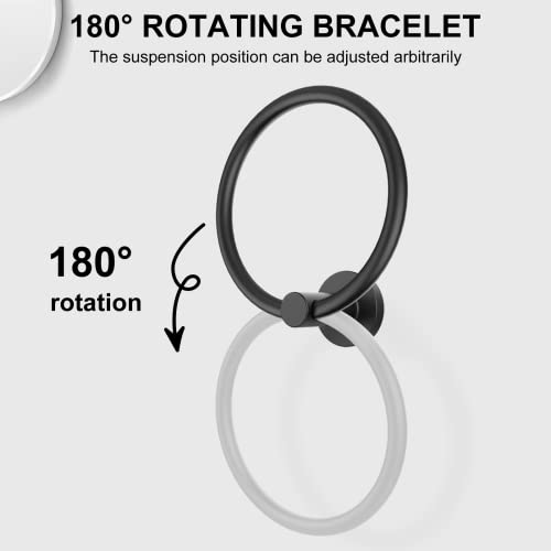 Setsail K009-2P Towel Holder For Bathroom Wall Matte Black Ring 304 Stainless Steel Heavy Duty Hand Towel Hanger thumb #2
