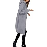  QIUhhpuy Sweat à Capuche Femme Longue Zippé DéContractéE Sweat-Shirt d\'automne Hoodie Sport Zippé Manches Longues Veste Manteau Coupe-Vent Gilet Long Automne Poche Cardigan Veste Longue pour Femme