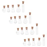 NUOBESTY 20 Pezzi Mini Contenitori di Vetro con Tappo in Sughero, Piccoli Barattoli dei Desideri, Forme Assortite, Trasparenti, Decorativi per Matrimoni e Regali di Festa
