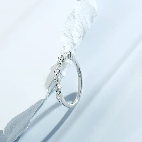 Smilest 2Mm Narrow Moissanite Eternity Ring For Women, D Color Vvs1 Clarity Lab Created Diamond Stackable Rings 18K White Gold Plated Solid Marquise And Round Art Deco Rings Moissanite Wedding Band #TOP5