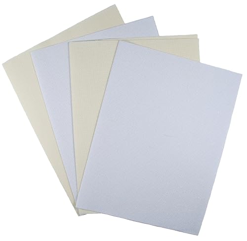 Image of KCS 4 pc of 12 inch x 18 inch(30cmx45cm) 14CT Counted Cotton Aida Cloth Cross Stitch Fabric (Cream+White Opal)