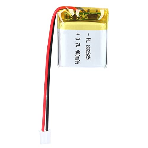 AKZYTUE 3.7V 400mAh 802525 Lipo Rechargeable Lithium Polymer Ion Battery Pack with PH2.0mm JST Connector