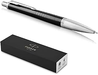 Parker Urban Premium Metal Ballpoint Pen - Black Ebony Chiselled Pearl with Chrome Trim - Black Ink - Gift Boxed