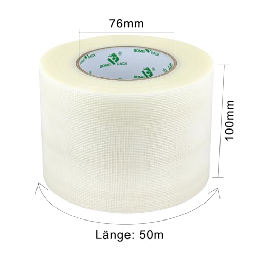 BOMEI PACK [50 m x 100 mm taśma pancerna, przezroczysta, wodoodporna, ekstremalnie odporna na rozdarcie, taśma Gaffa Tape, Duct Tape