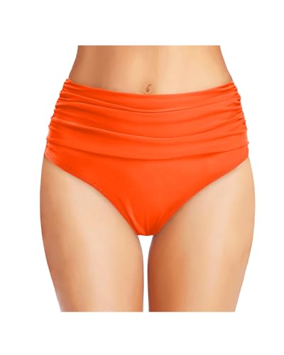 Image of Tempt Me Women's High Waisted Bikini Bottom Tummy Control Ruched Bathing Suit Swim Bottom