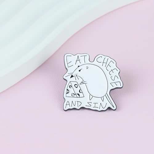 Eat Cheese And Sin Enamel Pin, Funny Rat Meme Brooch Pin, Gift For Cheese Lover Sarcastic Sassy Person, Dark Humor Lapel Badge, Foodie Humor Brooches, Novelty Street Art Decorative Jewelry Accessories For Bag Jacket Hat2
