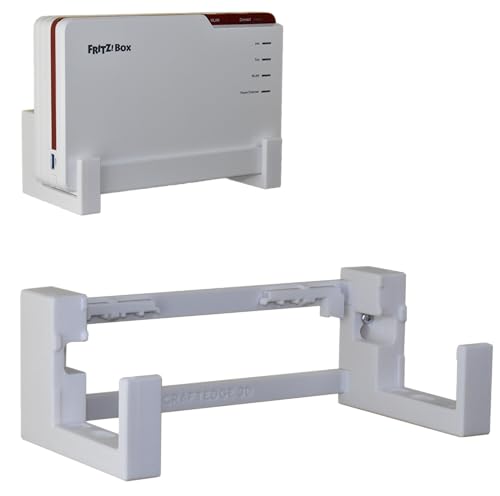 EasyClick passgenauer Wandhalter für AVM Fritz!Box 5690 Pro, auch als Deckenhalterung, sicher einrastend, in jeder Richtung montierbar, inklusive Montagematerial. 7 cm Wandabstand.