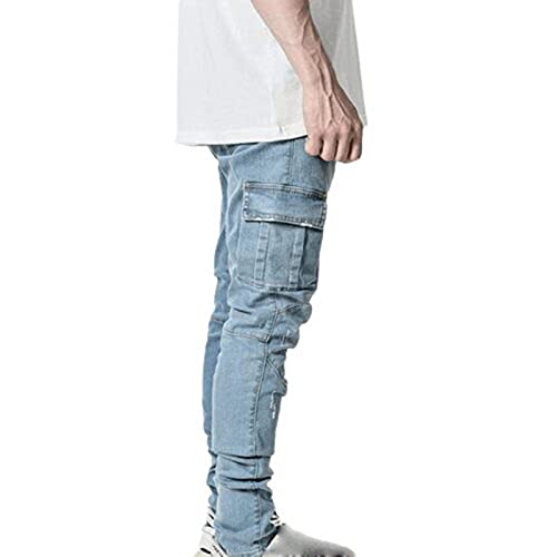 Men's Casual Stylish Straight Slim Fit Jeans Hip Hop Skinny Denim Pants Y2k Destroyed Denim Cargo Pants Streetwear3