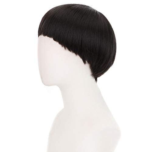 Party Zone Short Black Cosplay Wig-1960S Men Synthetic Bowl Cut Mushroom Hair Anime Wigs For Movie Party Halloween Christmas Costume Wig (Black) #TOP2