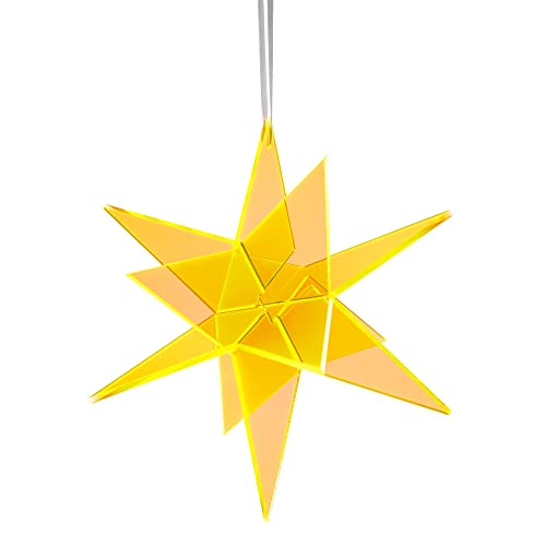 Cazador-del-sol ® - das Original | Estrella | 3D | schwebender Sonnenfänger-Stern gelb | Breite 13 cm | Höhe 13 cm