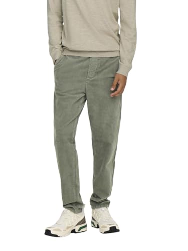 Only & Sons Herren Sweatpant ONSLINUS TAP Corduroy 0185 Pant - Tapered Fit S-XXL, Größe:L, Farbe:22029790 Castor Gray