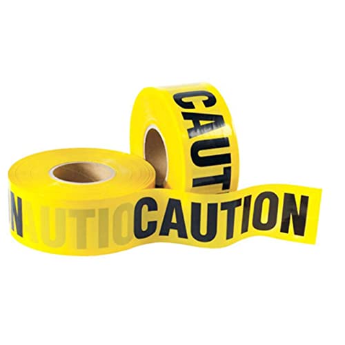 Ruban de signalisation jaune adhésif de sécurité pour chantier en lot de 2 rouleaux