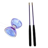 Alipis Juguete De Yoyo Diábolo Chino - Bola De Diábolo De Goma con Cinco Rodamientos para Niños Mayores con 2 Palos De Aleación Y Cuerdas 5