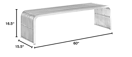 Modway Pipe Contemporary Modern Stainless Steel Metal Bench, 60" #TOP2