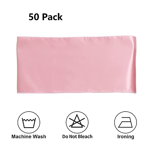 image for 50 Pack Satin Dusty Pink Chair Sashes for Wedding, MAGTOWNE 7 X 108 In