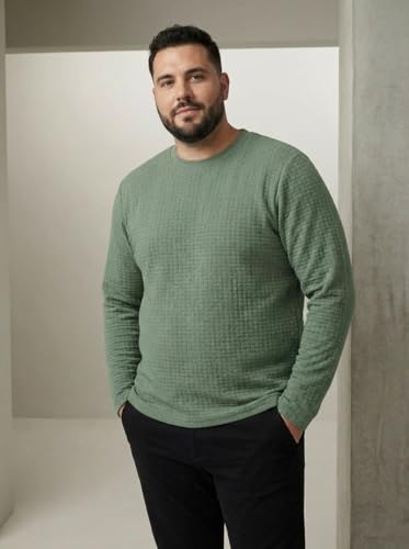 Image of UNSTD Men Plus Size Full Sleeve T-Shirt | Cotton Knitted Round Neck Casual Wear for Men | Regular Fit Big & Tall T-Shirt