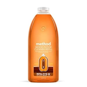 Method Hardwood Floor Cleaner Squirt + Mop Refill, Almond, For Sealed Hardwood and Laminate Floors, 68 Fl Oz (Pack of 1)
