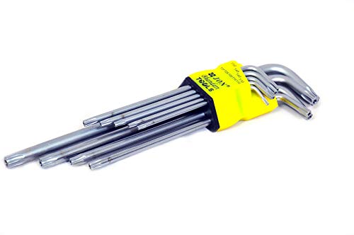Image of Jon Bhandari Tools Torx Allen Key Set (T10-T50) | 9pc Long Arm Star Hex Key Wrench Set | Chrome Vanadium Steel | L-Shaped Torx Spanner Tool Kit for Bike, Car, DIY & Garage Use