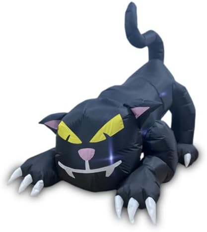 Animal Preto Inflável Externo Gato Inflável Assustador com Estaca...