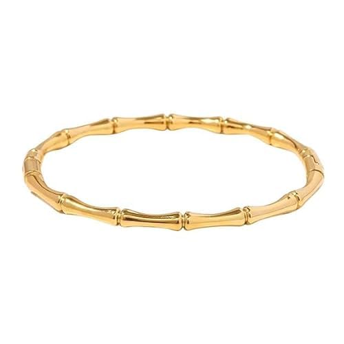 Image of Bamboo Pattern Bracelet for Women | Premium Gold Plated Cuff Bracelet | Minimalist Designer Jewellery for Daily & Party | Gift for Her
