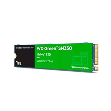 SSD WD Green SN350 1TB NVMe M.2 2280 (Leitura até 2400MB/s e Gravação até 1850MB/s)