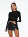 AUTOMET Womens Long Sleeve T-Shirts Trendy Basic Fitted Compression Going Out Crop Tops Fall Fashion Y2K Clothes 2025 Outfits Black M