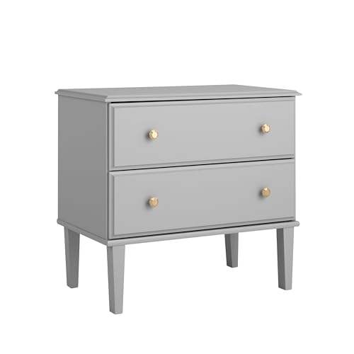 Image of Prepac Lux Nightstand Bedside Table, Grey Nightstand for Bedroom, End Table with 2 Drawers 16 inch D x 27.75 inch W x 25 inch H, GDNR-2302-1