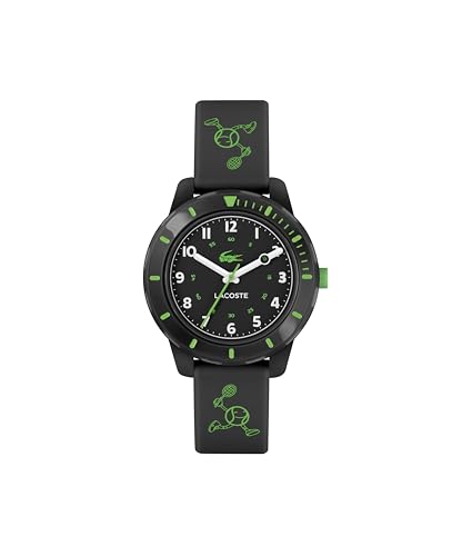 Lacoste Montre Analogique à Quartz pour Enfants Collection Mini Tennis avec Bracelet en Silicone Noir - 2030061