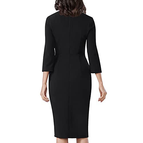 BLESSUME Catholic Church Women Clergy Mass Dress Black Wrap Ruched Split Dress Band Collar4