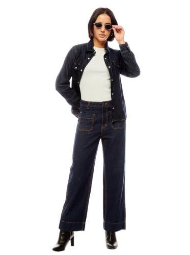 Image of INKD Premium Women's Wide Leg Denims - High Rise | 100% Cotton | Full Length Wide Leg Jeans for Woman|70's Style | Patch Pocket | 4 Pocket Styling | Jeans for Women