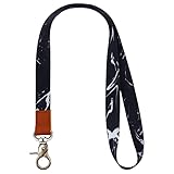 HONZUEN Correa para Cuello Cordón Cuerda, Acollador Correa para el Cuello con Resistente Clip de Metal y Piel Genuina, Neck Lanyard Strap Ideal para Llaves, USB, Tarjetas de Identificación(Mármol)