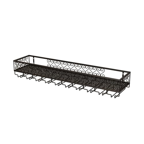 Casier à vin mural avec support verres noir 100cm pour cuisine