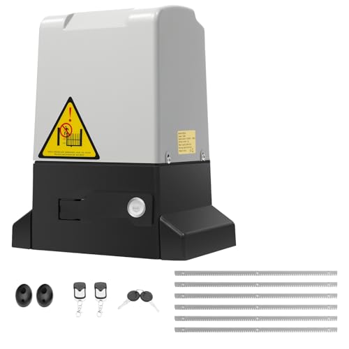 LKHDONG Azionamento per cancello scorrevole 370/550/750 W, azionamento automatico per porta del garage, con cremagliera da 6 x 1 m e telecomando, apriporta scorrevole fino a 800/1200/1600 kg