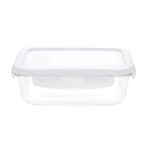 Image of Cutting EDGE 1040ml Rectangular Borosilicate Food Container (Set of 1) | food storage, meal prep, refrigerator use, microwave safe, transparent body, everyday kitchen home & office use