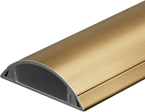 Protecteur De Câble en Métal 39 Pouces De Long, Fort Et Auto-adhésif, Couvre-Cordon De Sol pour Bureaux, Maisons, Entrepôts, Cours Extérieures, Gold, 50 * 14mm/1.96 * 0.55in