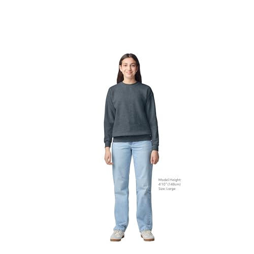 Gildan Youth Fleece Crewneck Sweatshirt, Style G18000B, Dark Heather, Medium - image 5